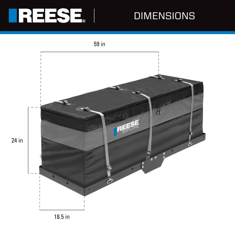 Reese Explore 63604 Amigo Hitch Mount Cargo Carrier Bag, 59 Inch x 18.5 Inch x 24 Inch, Rainproof, Fit On A Most Full-Size Hitch Mounted Cargo Carriers. - Image 2